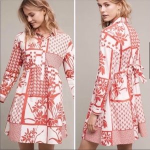 Anthropologie Maeve Babydoll Printmaker Mini Dress XXSP